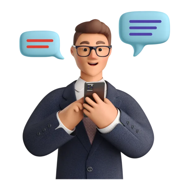3D character texting on smartphone | Upplex Tech